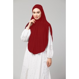 Nazneen Maroon Gathered Instant Ready To Wear Prayer Hijab