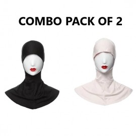 Nazneen Stretchable Under Hijab Ninja cap Combo pack of 2 (Black & White)