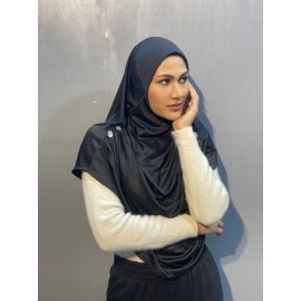 Nazneen front gather & pleated with Cristal stone ready to wear prayer Hijab (BLACK)