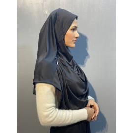 Nazneen front gather & pleated with Cristal stone ready to wear prayer Hijab (BLACK)