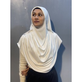 Nazneen front gather & pleated with Cristal stone ready to wear prayer Hijab (WHITE)
