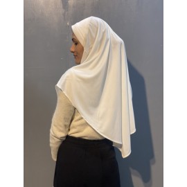 Nazneen front gather & pleated with Cristal stone ready to wear prayer Hijab (WHITE)