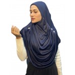 Nazneen front gather & pleated with Cristal stone ready to wear prayer Hijab (NAVY BLUE)