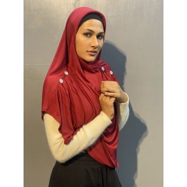 Nazneen front gather & pleated with Cristal stone ready to wear prayer Hijab (MAROON)