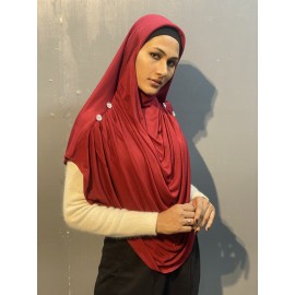 Nazneen front gather & pleated with Cristal stone ready to wear prayer Hijab (MAROON)