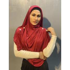 Nazneen front gather & pleated with Cristal stone ready to wear prayer Hijab (MAROON)