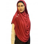 Nazneen front gather & pleated with Cristal stone ready to wear prayer Hijab (MAROON)