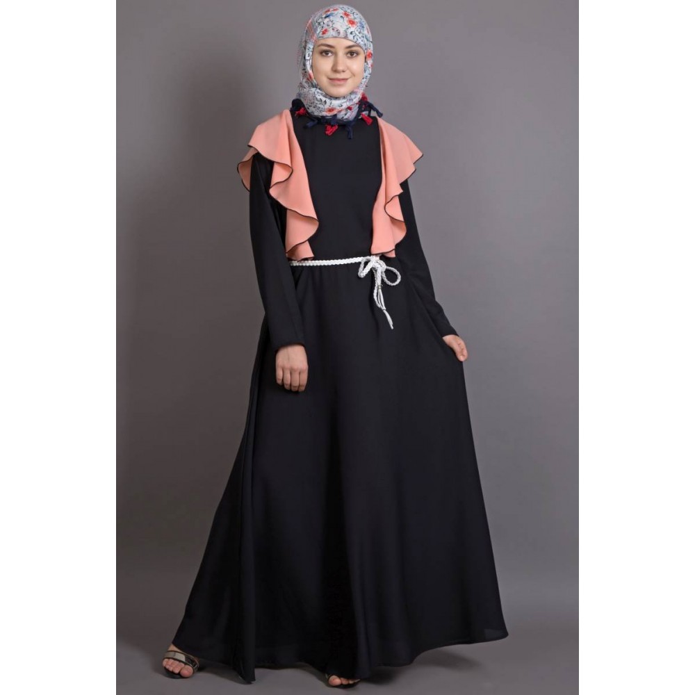 Nazneen Frill Casual Daily Wear Collage Girls Casual Abaya