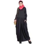 Nazneen Pleating At Waist Stretchable Knits Travel Abaya