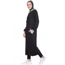 Nazneen Front Open With Hood Jersey Sports Abaya