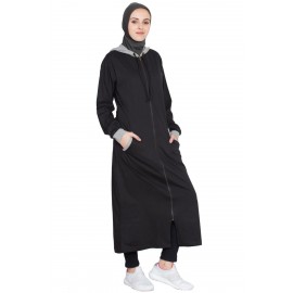 Nazneen Front Open With Hood Jersey Sports Abaya