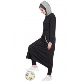 Nazneen Front Open With Hood Jersey Sports Abaya