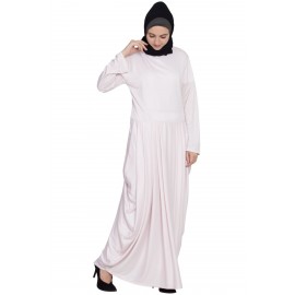 Nazneen Pleating At Waist Stretchable Knits Travel Abaya