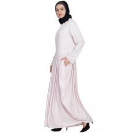 Nazneen Pleating At Waist Stretchable Knits Travel Abaya