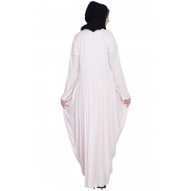 Nazneen Pleating At Waist Stretchable Knits Travel Abaya