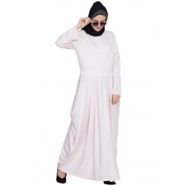 Nazneen Pleating At Waist Stretchable Knits Travel Abaya