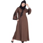 Nazneen Embroidered Patch Umbrella Abaya