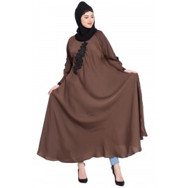 Nazneen Embroidered Patch Umbrella Abaya