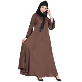 Nazneen Embroidered Patch Umbrella Abaya