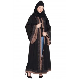 Nazneen Front Open With Lace And Contrast Band Dubai Kaftan