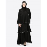 Nazneen Hand Work Three Bell Layer Party Abaya