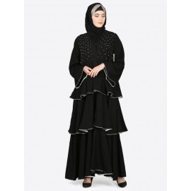 Nazneen Hand Work Three Bell Layer Party Abaya