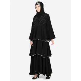 Nazneen Hand Work Three Bell Layer Party Abaya