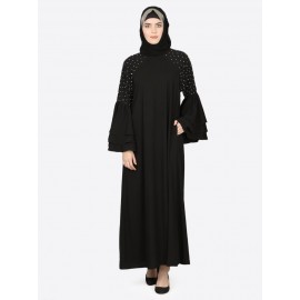 Nazneen Three Bell At Sleeve Hand Work Party Abaya