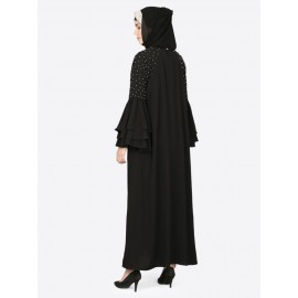 Nazneen Three Bell At Sleeve Hand Work Party Abaya