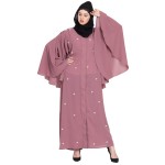 Nazneen Butterfly Sleeve Front Open Pearls Dubai Kaftan