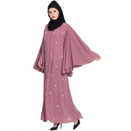 Nazneen Butterfly Sleeve Front Open Pearls Dubai Kaftan