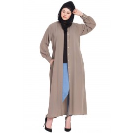 Nazneen Hidden Placket Front Open Casual Abaya