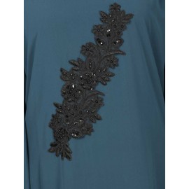 Nazneen Patch Contrast Cuff Teal Kaftan