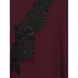 Nazneen Patch Contrast Cuff Wine Kaftan