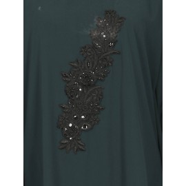 Nazneen Patch Contrast Cuff Green Kaftan