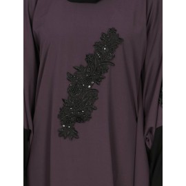 Nazneen Patch Contrast Cuff Purple Kaftan