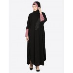 Nazneen Patch Contrast Cuff Black Kaftan