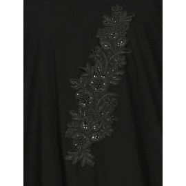 Nazneen Patch Contrast Cuff Black Kaftan