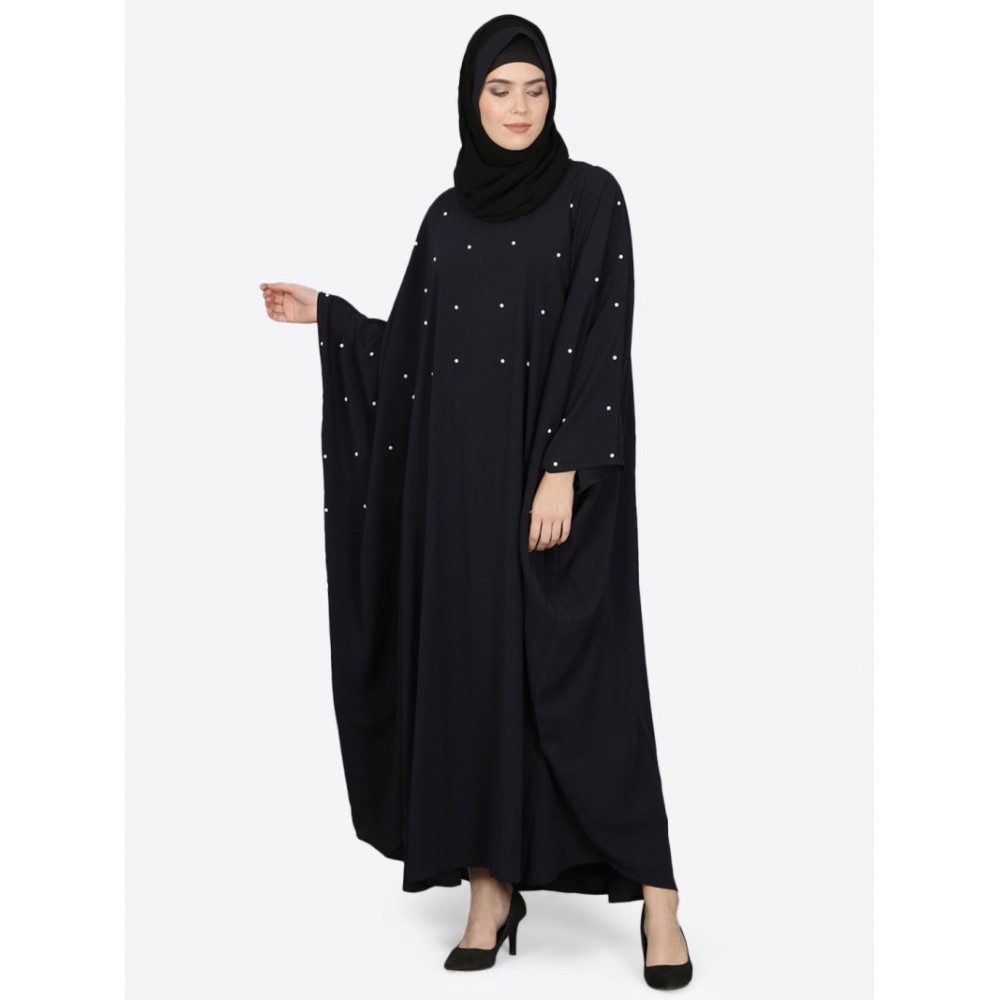 Nazneen Pearl Beaded Black Kaftan