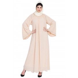 Nazneen Pearls Hand Work Halter Neck Peach Wedding Abaya