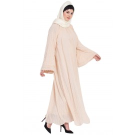 Nazneen Pearls Hand Work Halter Neck Peach Wedding Abaya