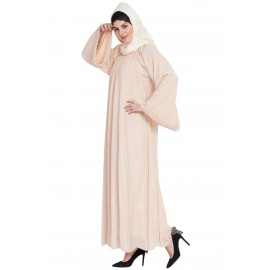 Nazneen Pearls Hand Work Halter Neck Peach Wedding Abaya