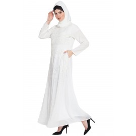 Nazneen Hand Embroidered Off White Wedding Abaya