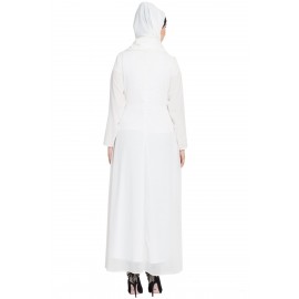 Nazneen Hand Embroidered Off White Wedding Abaya