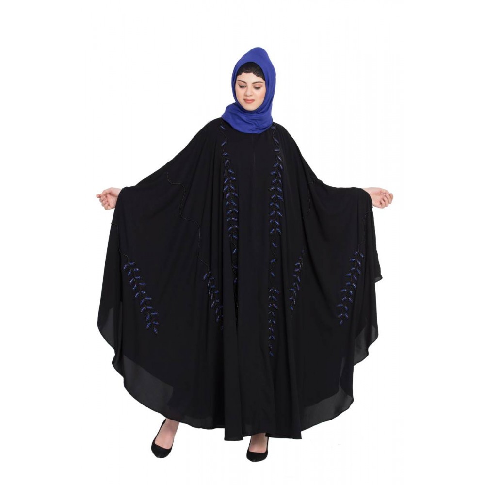 Nazneen Black Blue Hand Work Irani Kaftan