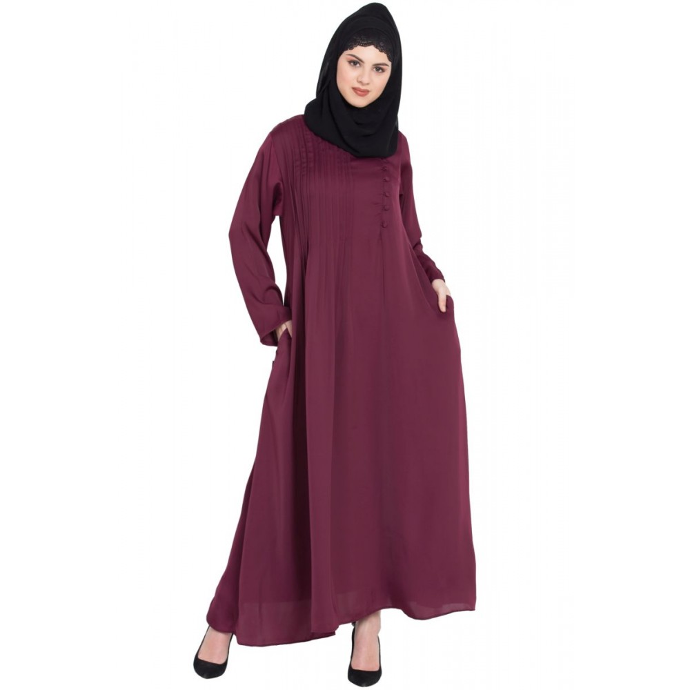 Nazneen Pin Tuck Side Placket Abaya