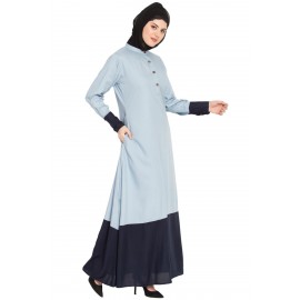 Nazneen Contrast Bottom & Cuff Casual Abaya