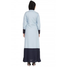 Nazneen Contrast Bottom & Cuff Casual Abaya