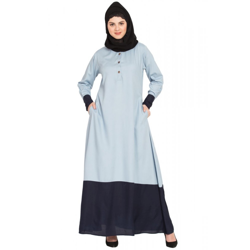 Nazneen Contrast Bottom & Cuff Casual Abaya