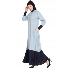 Nazneen Contrast Bottom & Cuff Casual Abaya